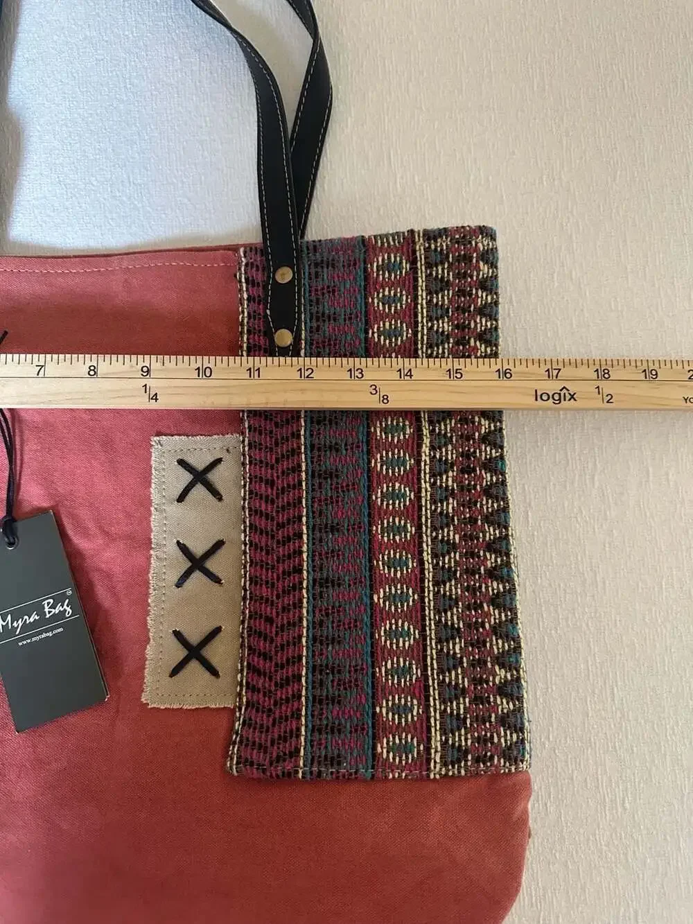 Myra Bag Ruby Canyon Upcycled Canvas and Leather Tote Bag NWT Western Cowgirl - Picture 6 of 7